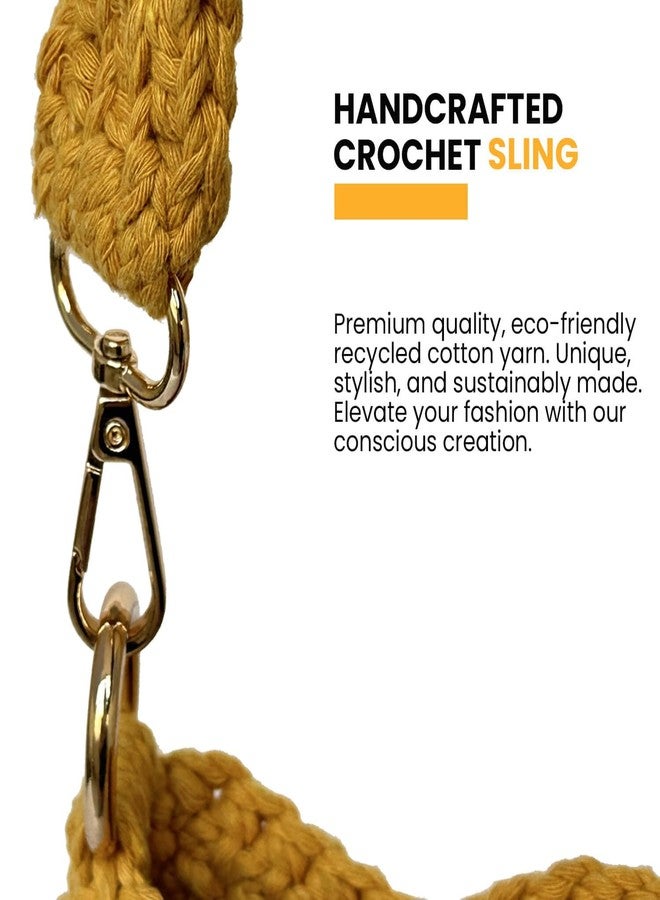 Kind Strings Sling Handbags for Women Handmade Crochet Bag Sling purse for women Shoulder Bag (Yellow) - Image 3